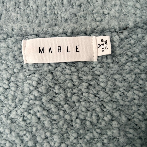 MABLE Cropped Sweater Knit Stretch Button Up Collared Pastel Blue Medium - Picture 4 of 12